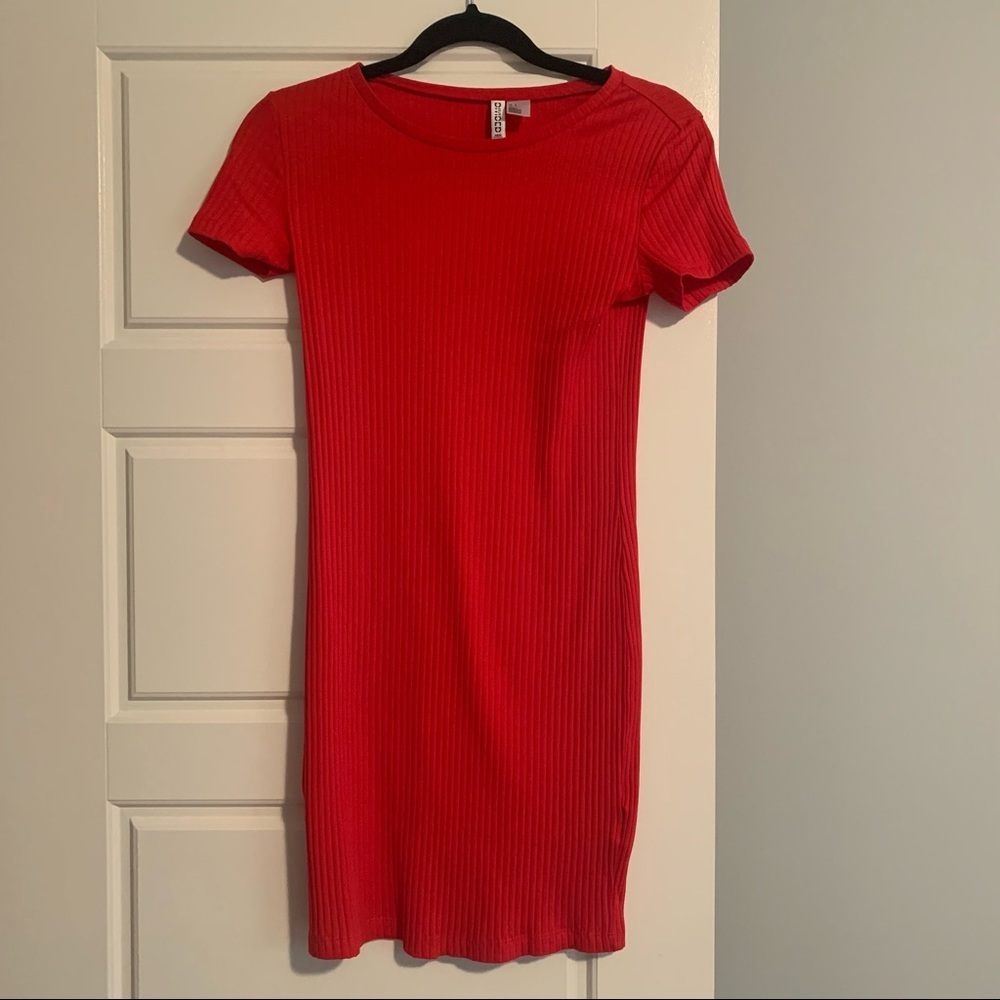 H&M Divided red stripped down short dress size S